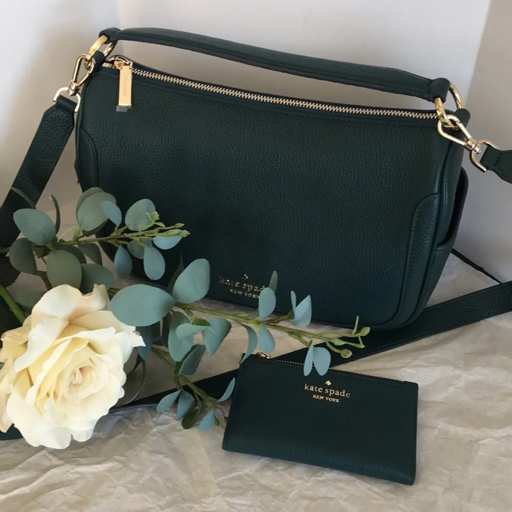 Kate Spade Smoosh Pebbled Leather Crossbody & Leila Leather Wallet (SET) - Picture 5 of 17